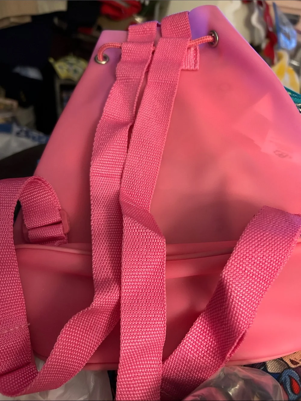 Disney Pink Minnie Mouse Drawstring Backpack Plastic/waterproof EUC